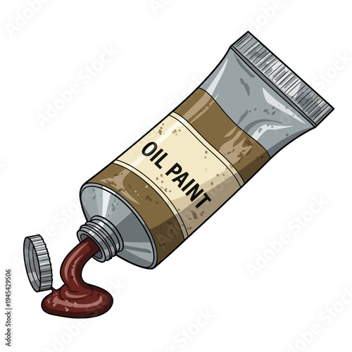 Oil Paint Tube with Brown Color Squeezed Out