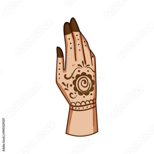 Intricate henna mehndi design on hand and wrist, ornate floral and mandala patterns celebrating cultural rituals, weddings and festivals with temporary natural body art elegance