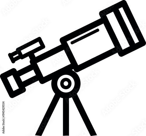 Black silhouette of a telescope on a tripod