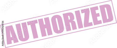 Authorized stamp sign in pink color on white background