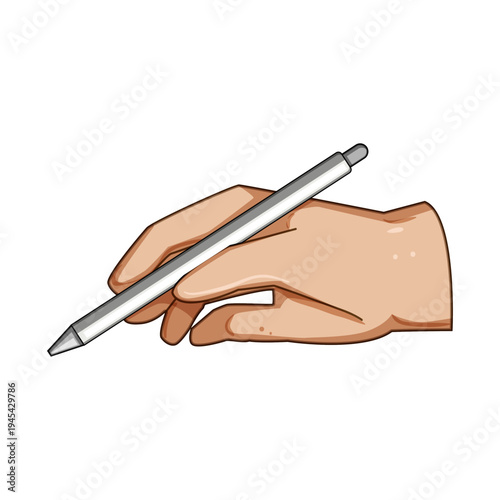 Human hand holding a digital stylus pen over a blank white surface, symbolizing digital drawing, writing, design, education, creativity, learning, signing and modern technology