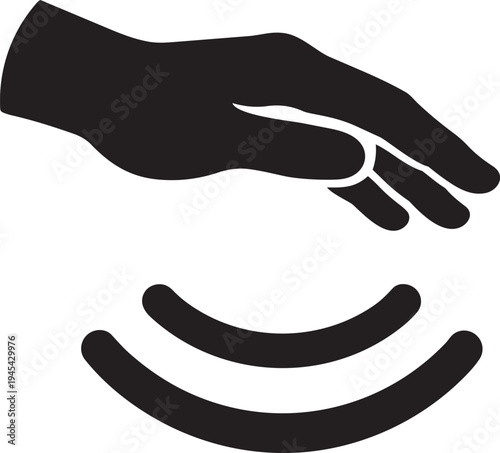 Human hand palm scanning sensor icon for biometric authorization identification and secure electronic digital access control