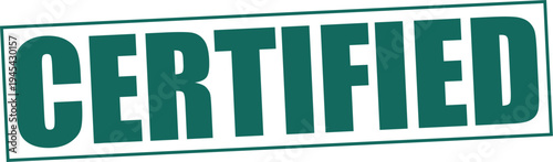 Green certified stamp with white background and thin border