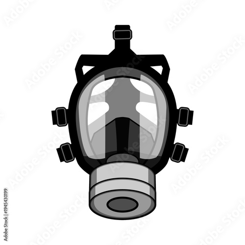 Gas mask illustration representing essential personal protective equipment for safeguarding against airborne contaminants, toxic fumes, and biological threats in hazardous environments