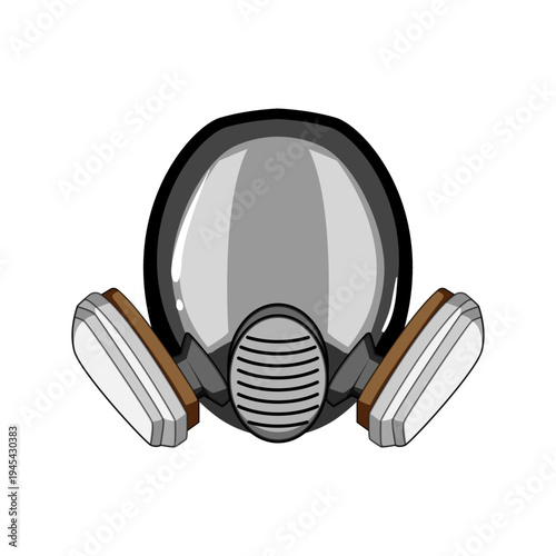 Respirator mask featuring dual filters, offering crucial protection against airborne particles, gas, chemicals, and viruses, symbolizing safety in hazardous environments