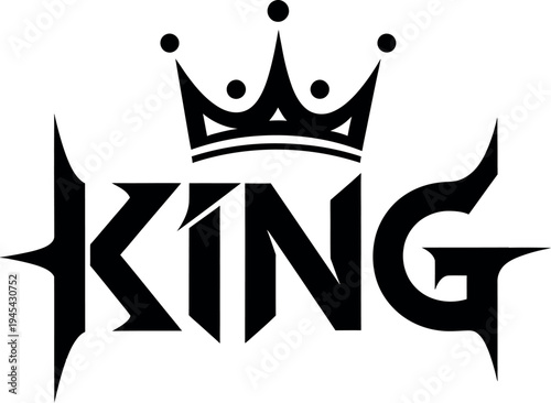 Black king logo with crown on royalty symbol