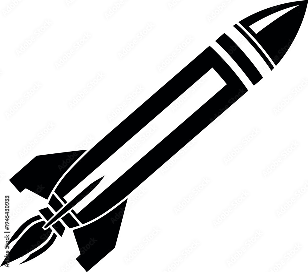 Naklejka premium Black silhouette of a rocket