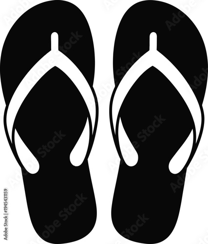 Black flip flops with white straps