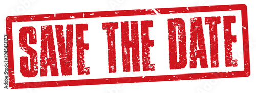 Save the date red stamp.