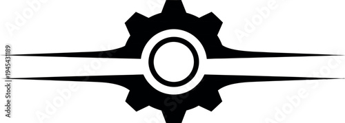 Black gear icon with circle and lines
