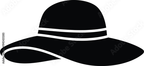 Black sun hat with white trim