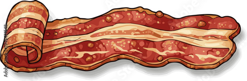 Isolated a realistic slice of crispy streaky fried bacon ready for a breakfast or meal preparation vector art with white background..