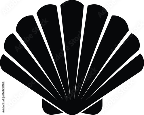 Black scallop shell icon