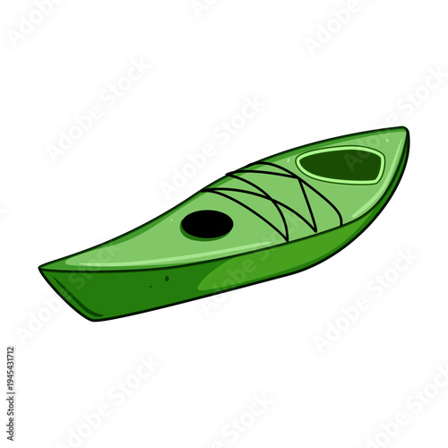 Green kayak design, featuring a single cockpit and deck rigging, symbolizing adventure, recreation, and paddling for water activities and active lifestyles