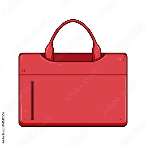 Red cartoon laptop bag in a sleek modern design, ideal for business, students, and daily tech transport portable, professional looking briefcase with handle and front flap