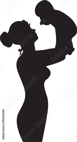 Maternal Silhouette: A mother tenderly lifts her baby into the air, their silhouettes filled with the essence of love and connection.