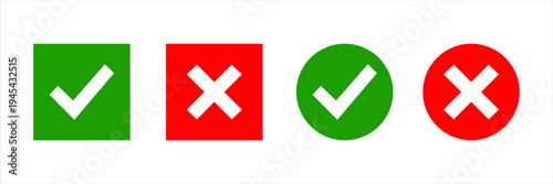 Universal checkmark and cross symbols representing affirmation and negation