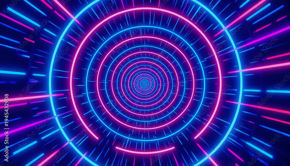 Fototapeta premium Neon Light Tunnel Abstract Perspective