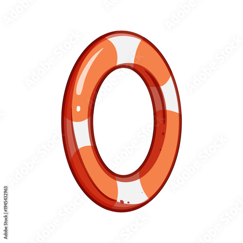 Bright orange and white lifebuoy on white background, essential marine safety and rescue equipment symbolizing protection, flotation aid and emergency support on water