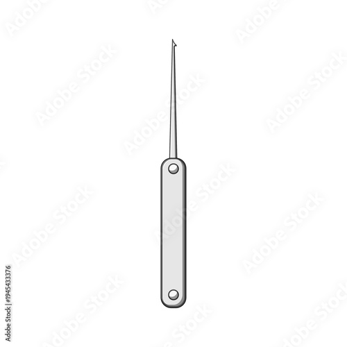 Lockpick tool on a white background symbolizing concepts of security breaches, unauthorized entry, locksmithing, problem solving, and access to restricted areas