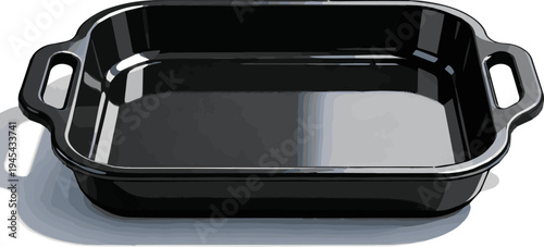 Isolated a realistic kinds of deferent Front view of Empty Black Plastic Tray salver with Handles 3d rendering vector art with white background..