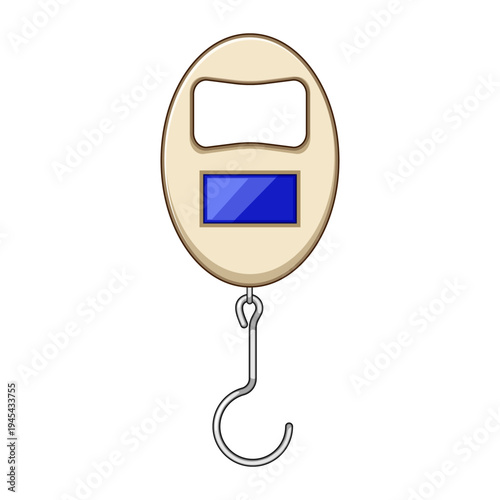 Digital luggage scale with blank blue display and sturdy hook, handheld tool for accurately measuring suitcase and bag weight before travel to avoid overweight fees