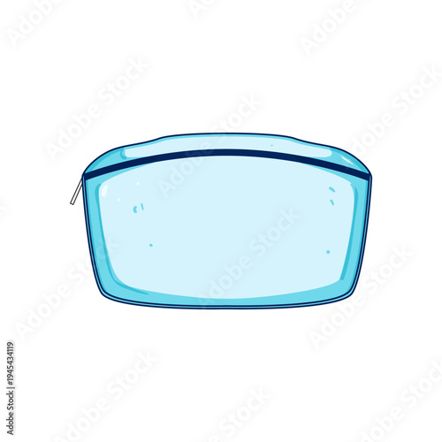 Transparent zipped pouch holding cosmetic essentials, presenting a simple object for beauty products or small items management, good for organization and daily use