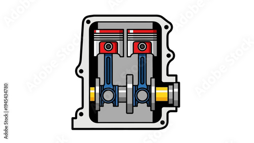 Detailed Diagram of Mechanical Engine Component.