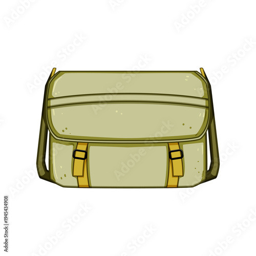 Canvas messenger bag featuring a flap closure and strap buckles, symbolizing student life, commuting, and carrying personal essentials for daily journeys