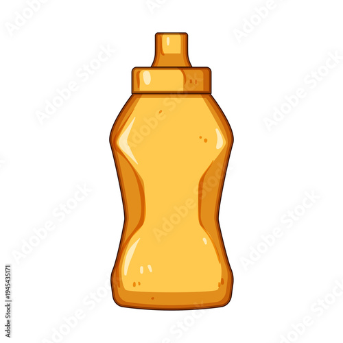 Squeezable mustard sauce bottle, presenting a popular condiment for preparing delicious fast food meals and offering a flavorful addition to various dishes