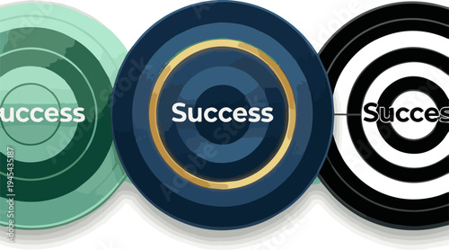 Isolated a realistic kinds of deferent Success target vector art with white background.