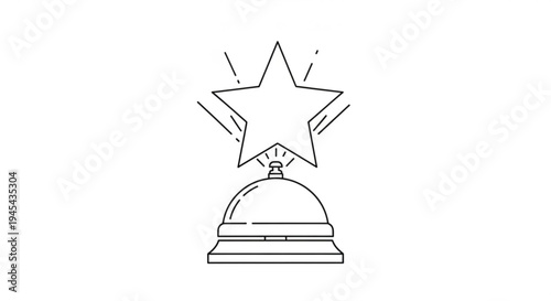 Service bell with shining star on top symbolizing excellent customer service and satisfaction in hospitality industry