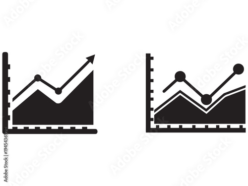 Line graphs with arrows and dots on white background for business and finance concepts  showing trends and statistics