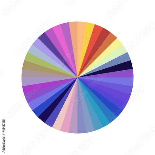 Abstract illustration displaying a vibrant, multi colored radial pattern forming a complete circle, representing diversity, options, and a broad range of themes in a dynamic visualization