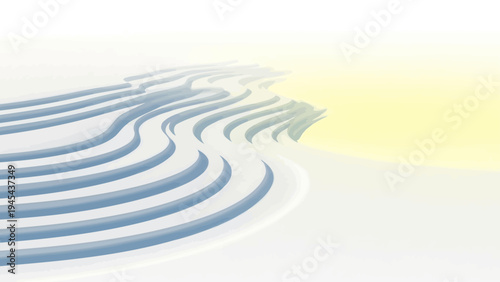 Blue Wavy Lines on White Background.