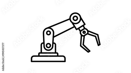 Robotic Arm Illustration Simple Line Art.