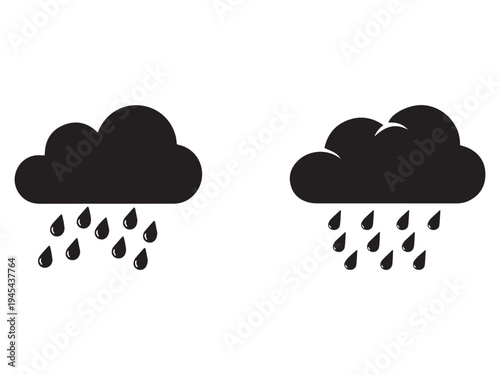 Rain clouds with raindrops weather icons  rainy day symbols  meteorology signs