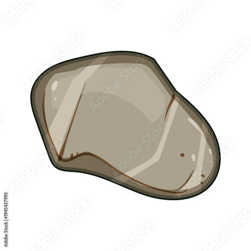 Simple flat vector drawing depicting a polished river stone, ideal for concepts of nature, calmness, meditation, and balance, isolated on a white background