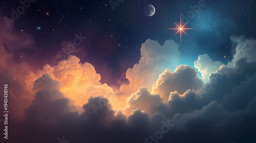 Mystical nebula clouds in deep space. Lodestar. Illustration