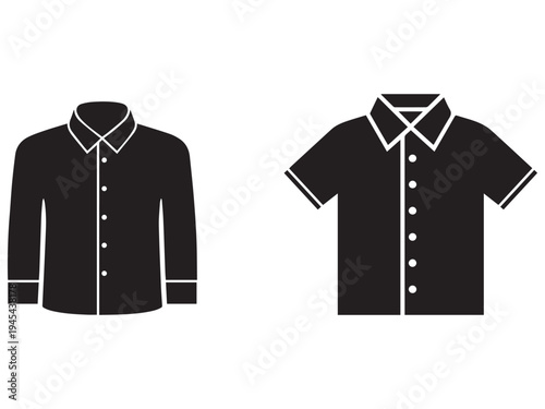 Shirts with white outlines and buttons on white background  clothing icons