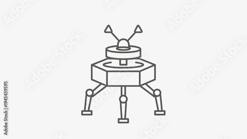 Simple Line Drawing of Robot Machine.