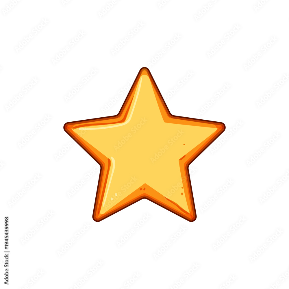 Fototapeta premium Yellow doodle style star icon on white background, bright and playful, symbolizing favorite, quality, achievement, reward or top rating for ui, game item, review or product