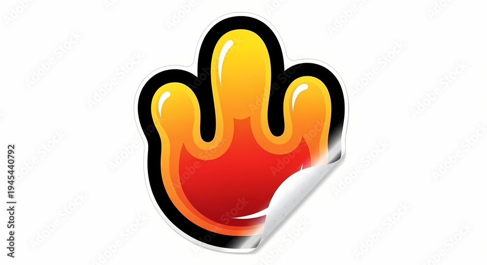 Fototapeta premium Abstract fire shape sticker with peeling corner
