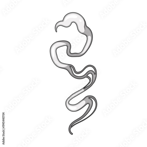 Stylized smoke or steam winding upwards, creating a light grey vapor trail against a clean white background, representing abstract air movement or aroma