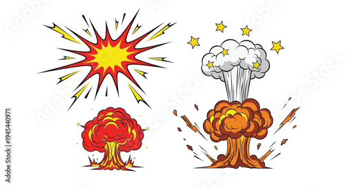 Set of 2 explosion icons vector