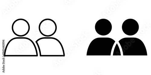 Two people standing side by side vector illustration, flat design