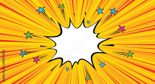 Comic explosion burst with colorful stars vector