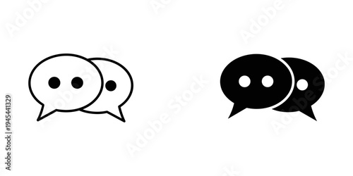 Chat bubbles conversation icons, black and white vector illustration, flat design