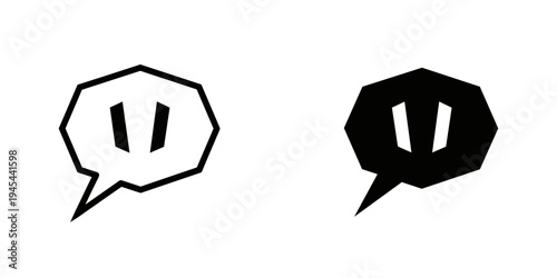 Black and white pause buttons in speech bubbles vector illustration