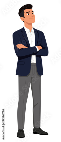 Businessman with folded arms isolated white